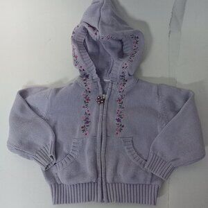 Girls Size 3 Y2K Hoodie Cotton Zip Sweater Butterfly Floral Purple Embroidered